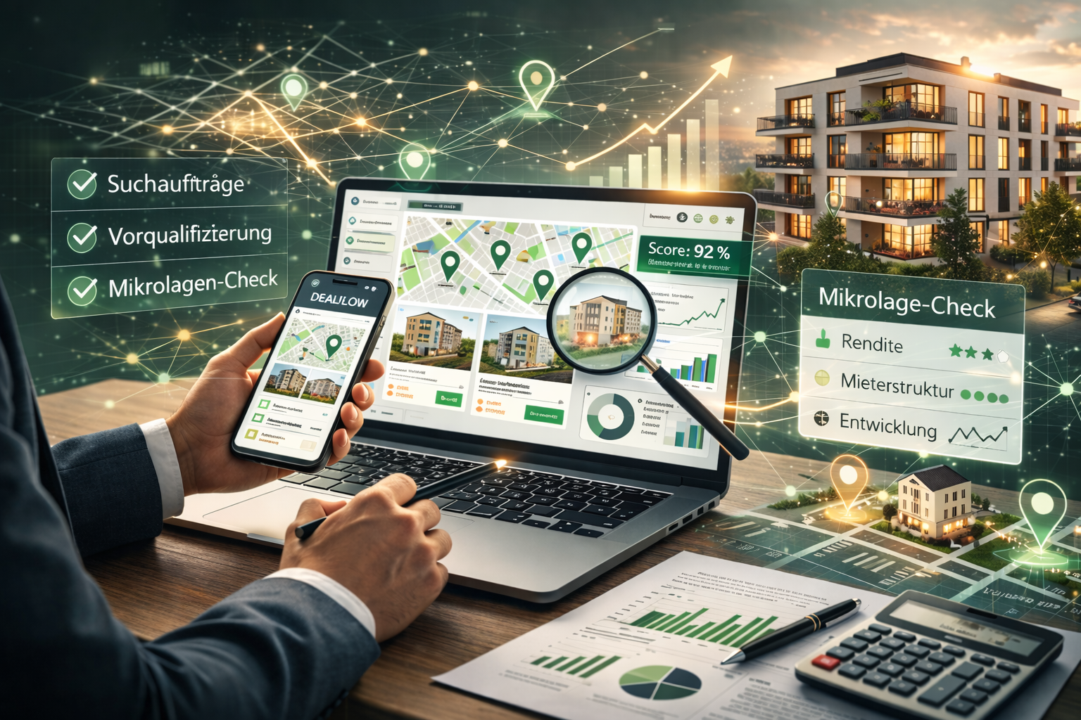 Dealflow & Akquise: Suchaufträge, Vorqualifizierung, Mikrolagen-Check