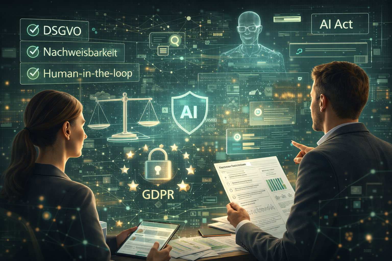 Daten & Governance: DSGVO, Nachweisbarkeit, Human-in-the-loop, AI Act